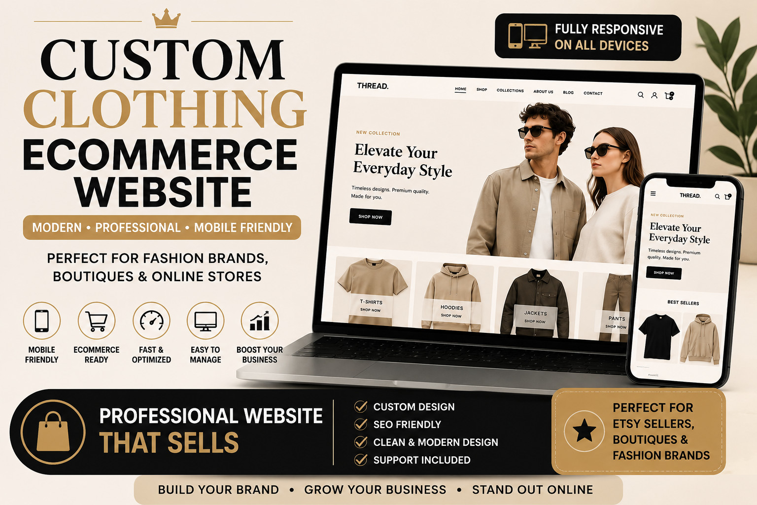 Custom Clothing Ecommerce Website Design Mobile Friendly Fashion Store