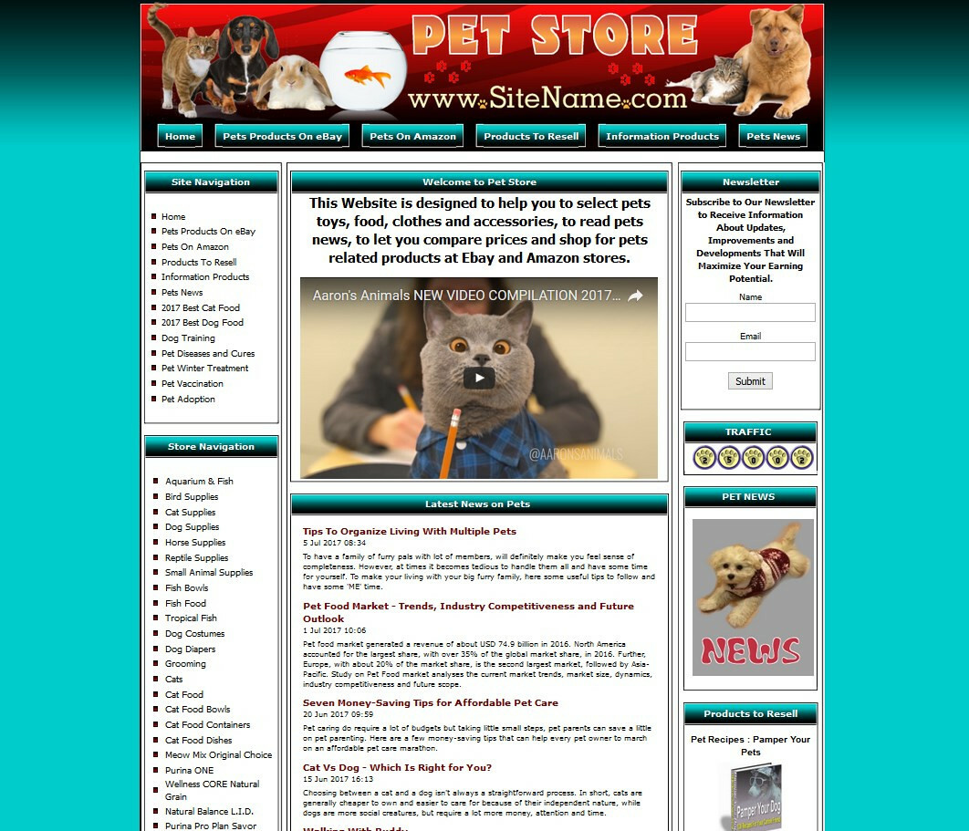 PET SUPPLY STORE Affiliate Website+Amazon+Google+Dropship