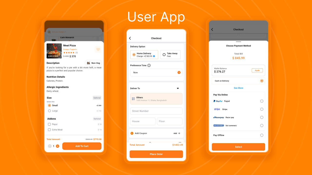 FoodRush Multi-Restaurant Food Delivery Platform Flutter Apps | Laravel Admin