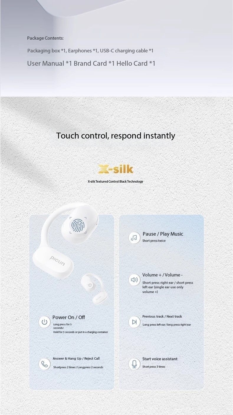 Pincun QW-10 Bluetooth Bone Conduction Open-Ear Hanging Earphones