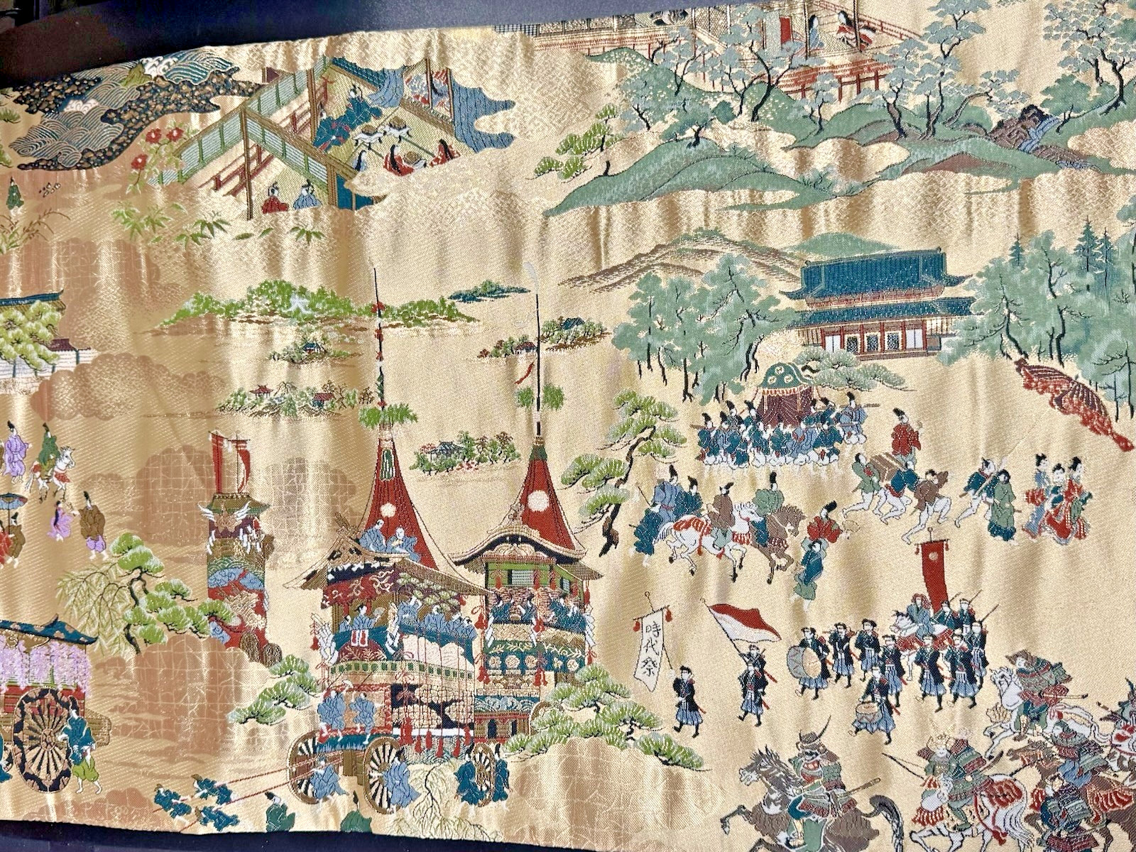 Antique Japanese Fukusa Nishijin Silk Brocade Jidai Matsuri Kyoto Parade
