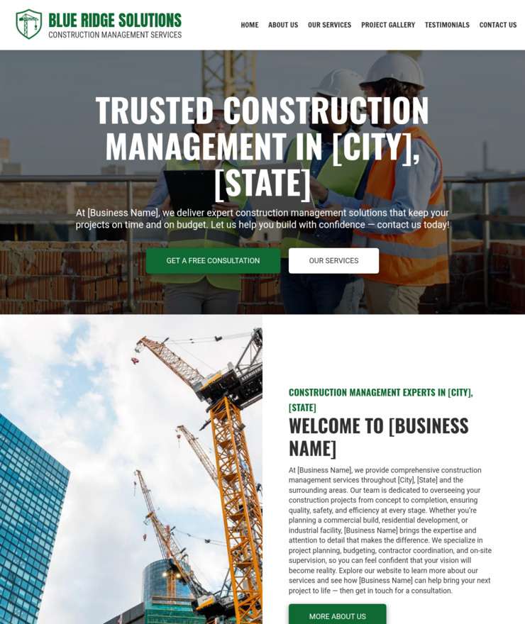 Construction Management Customized Business Website *SEE FULL DESCRIPTION*