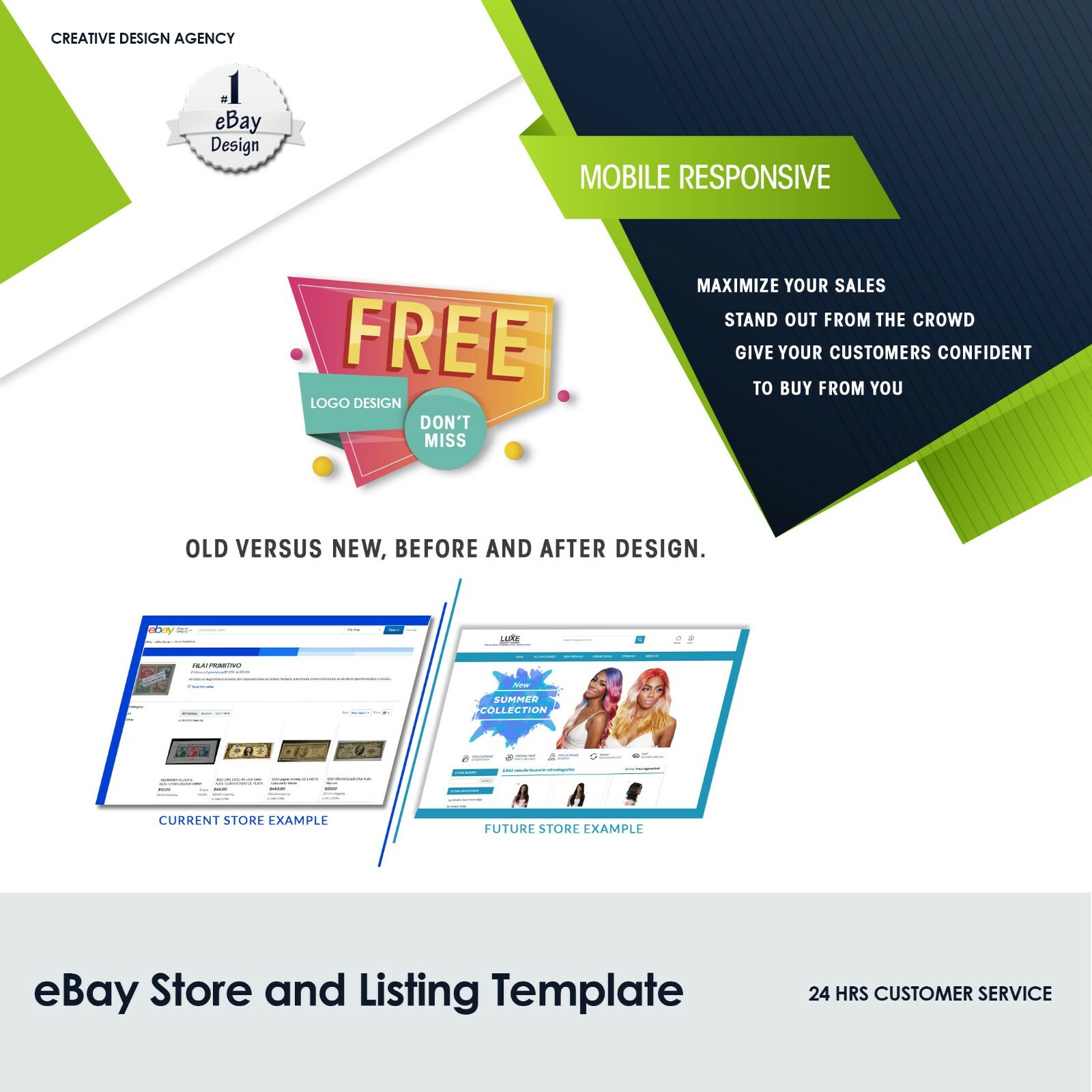 eBay store Listing Template design, Emerald theme Purple FREE LOGO,BANNER DESIGN