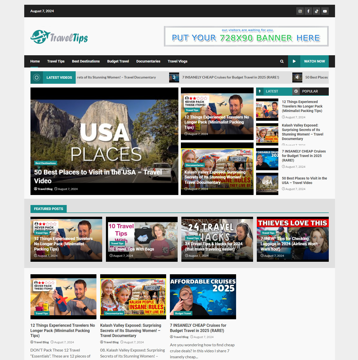 Fully Automated Travel Video Website