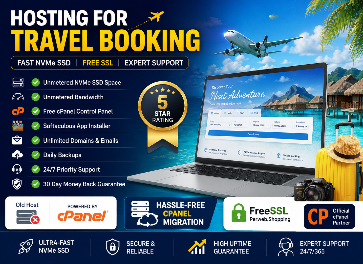 Hosting for Travel Booking – ✈️Unlimited SSD, Free SSL, Fast Load | $14.99/Year!