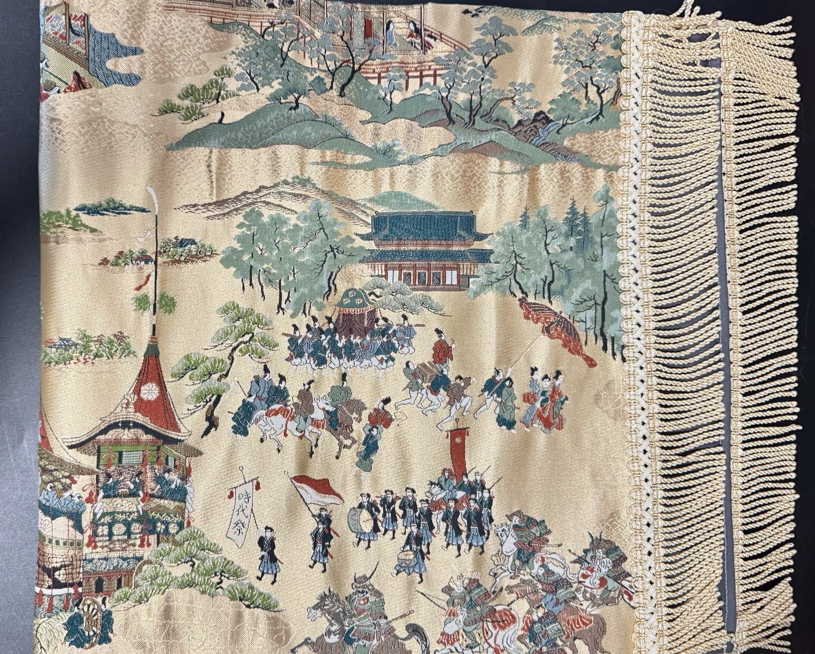 Antique Japanese Fukusa Nishijin Silk Brocade Jidai Matsuri Kyoto Parade