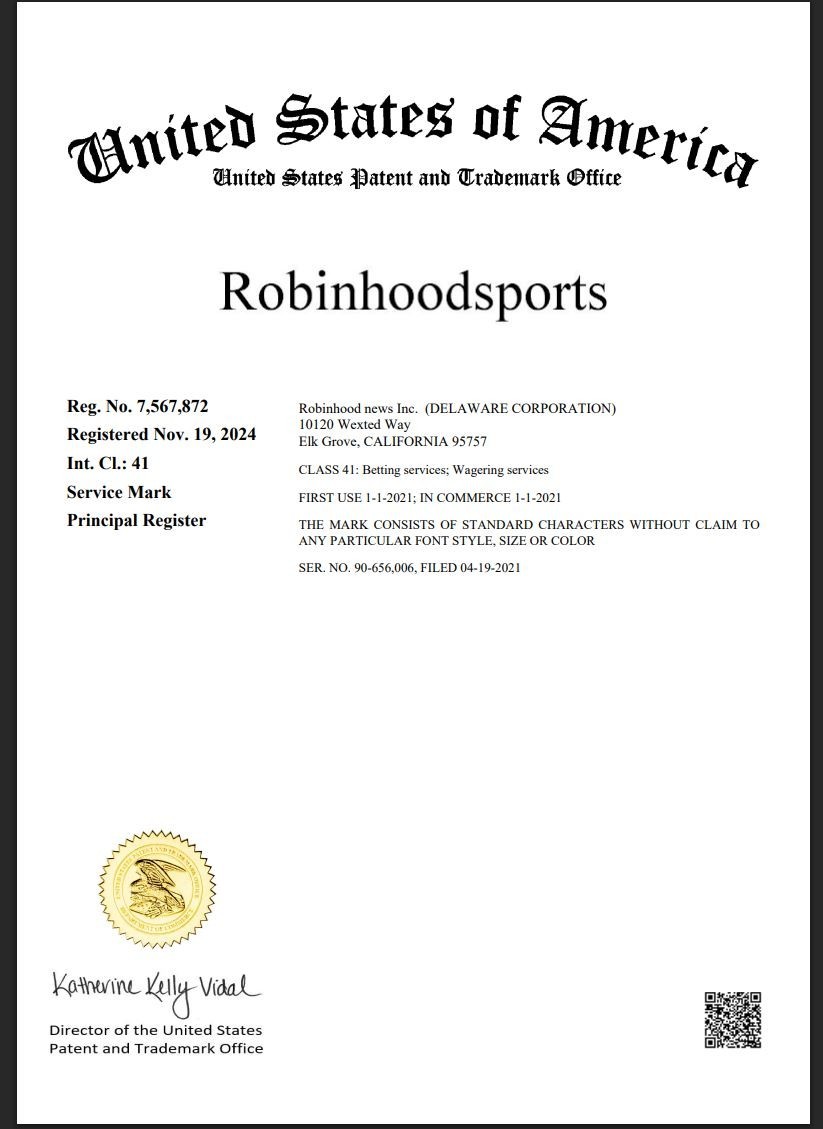 RobinHoodSports.com, RobinHoodNews.com & Trademarks: US,UK,Canada,EU,Philippines