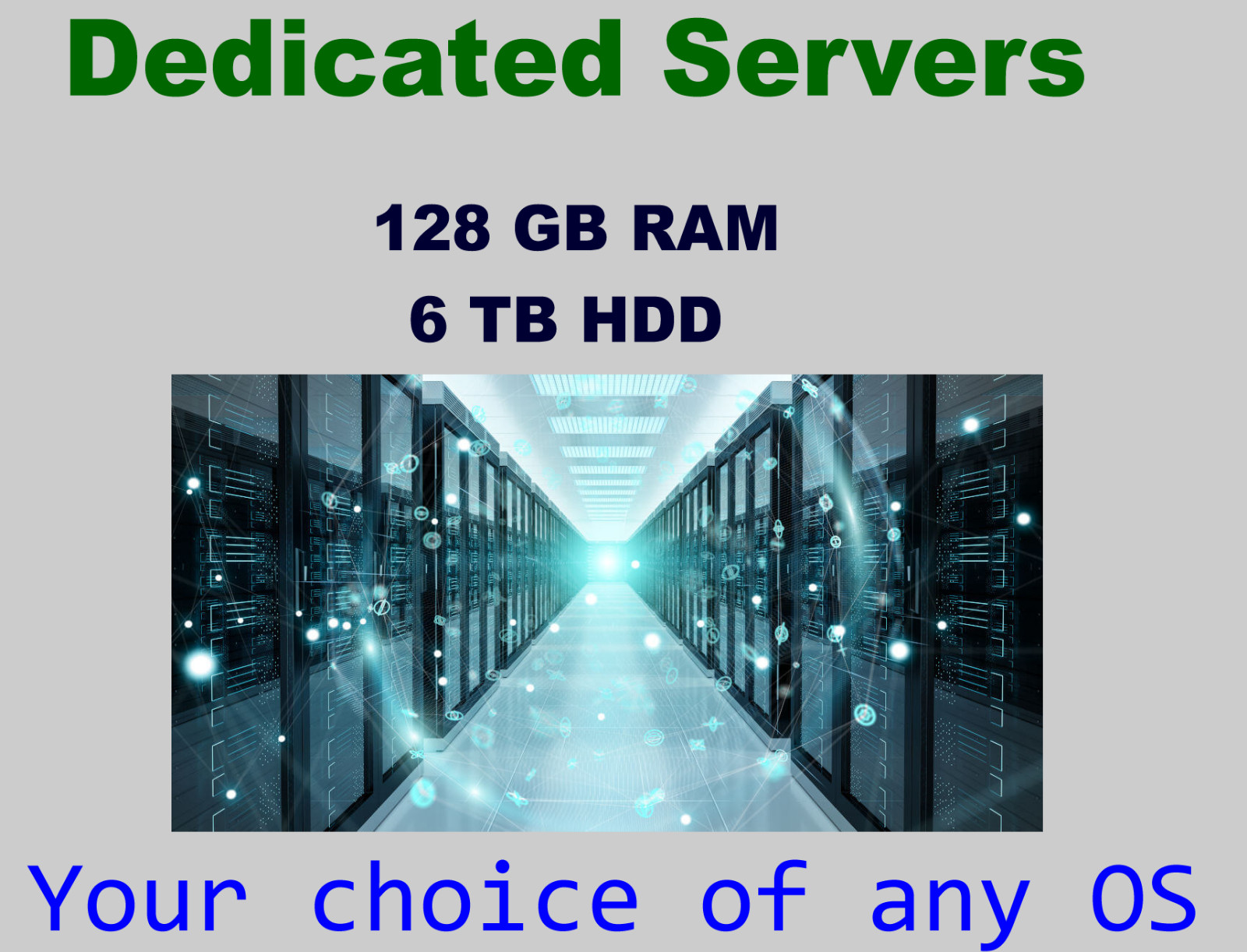 Dedicated Server ANY Operating system 128GB RAM, 6TB GB HDD, 24hour support
