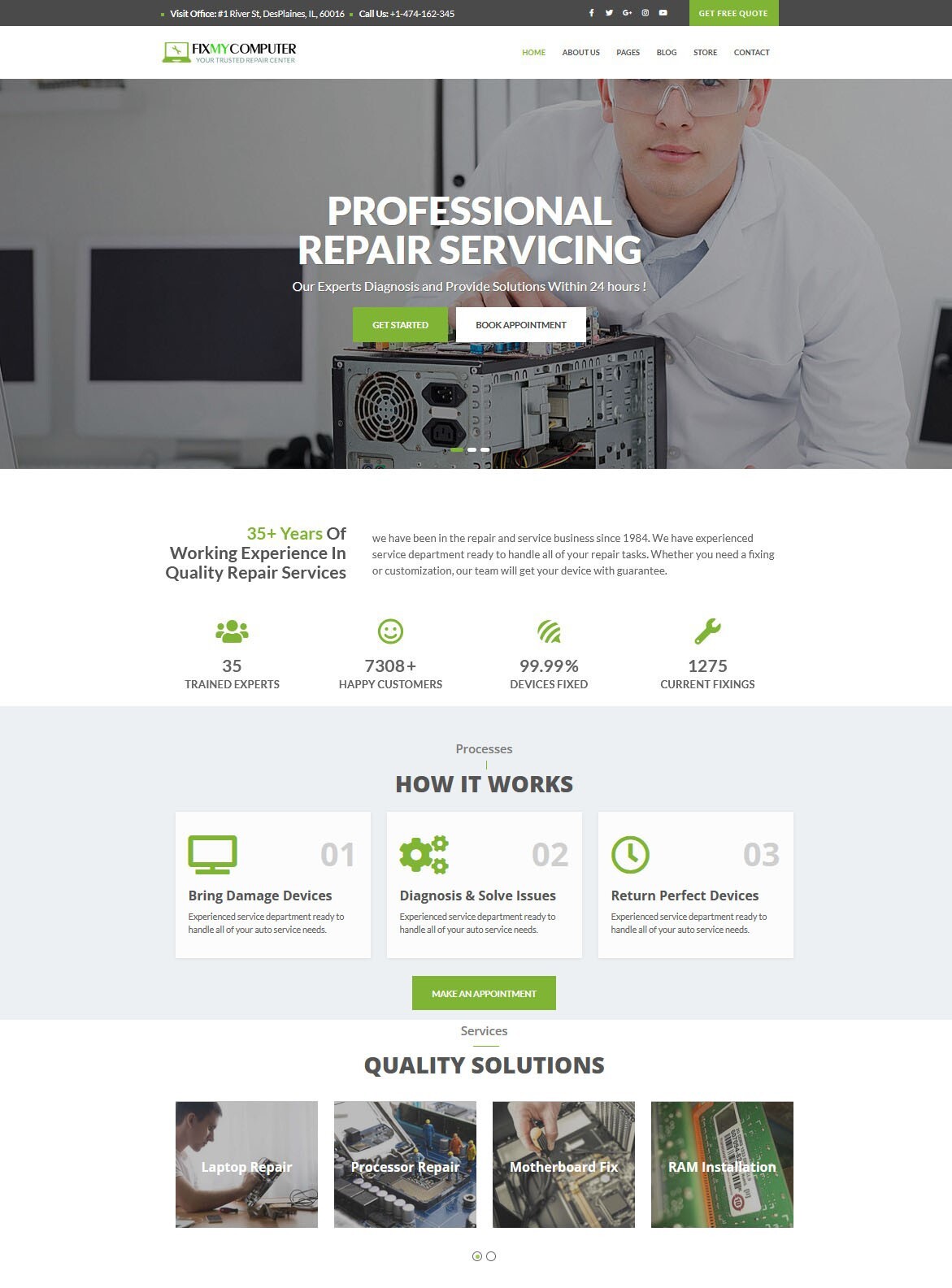 Computer Repair Services Website + Free Installation
