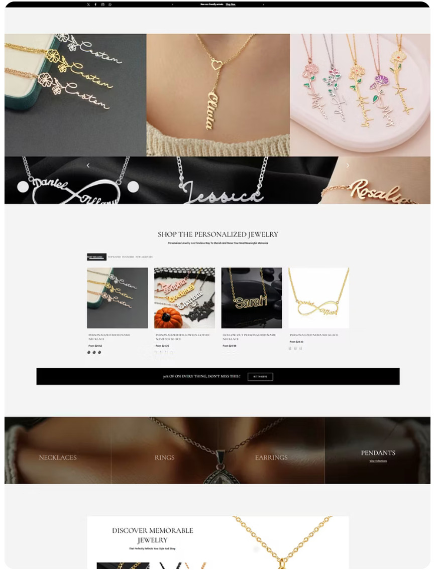 READY-MADE Shopify Store – Custom jewelry 400 Products Print on demand