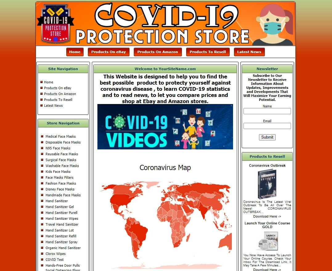 Pandemic Protection Products Website, Amazon Store, Adsense Earnings