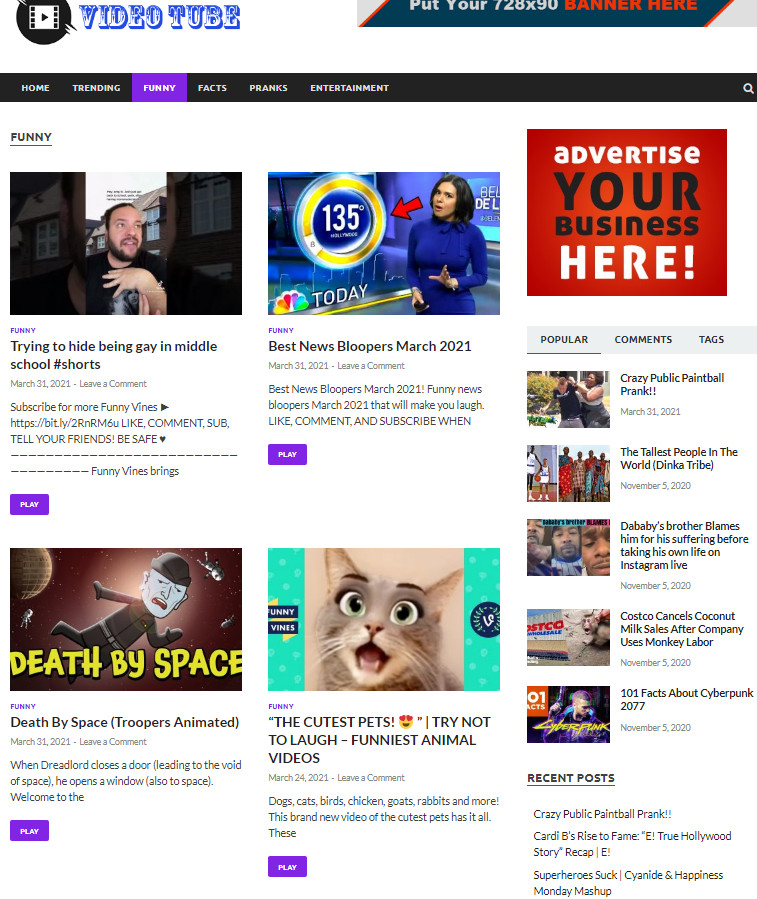 100 % Automated self updating video website Free Hosting / Setup