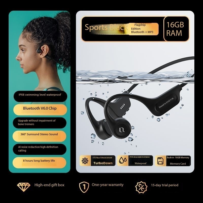 SHEYIN X15 headphones, sports cycling, 8-level waterproof, 16G memory