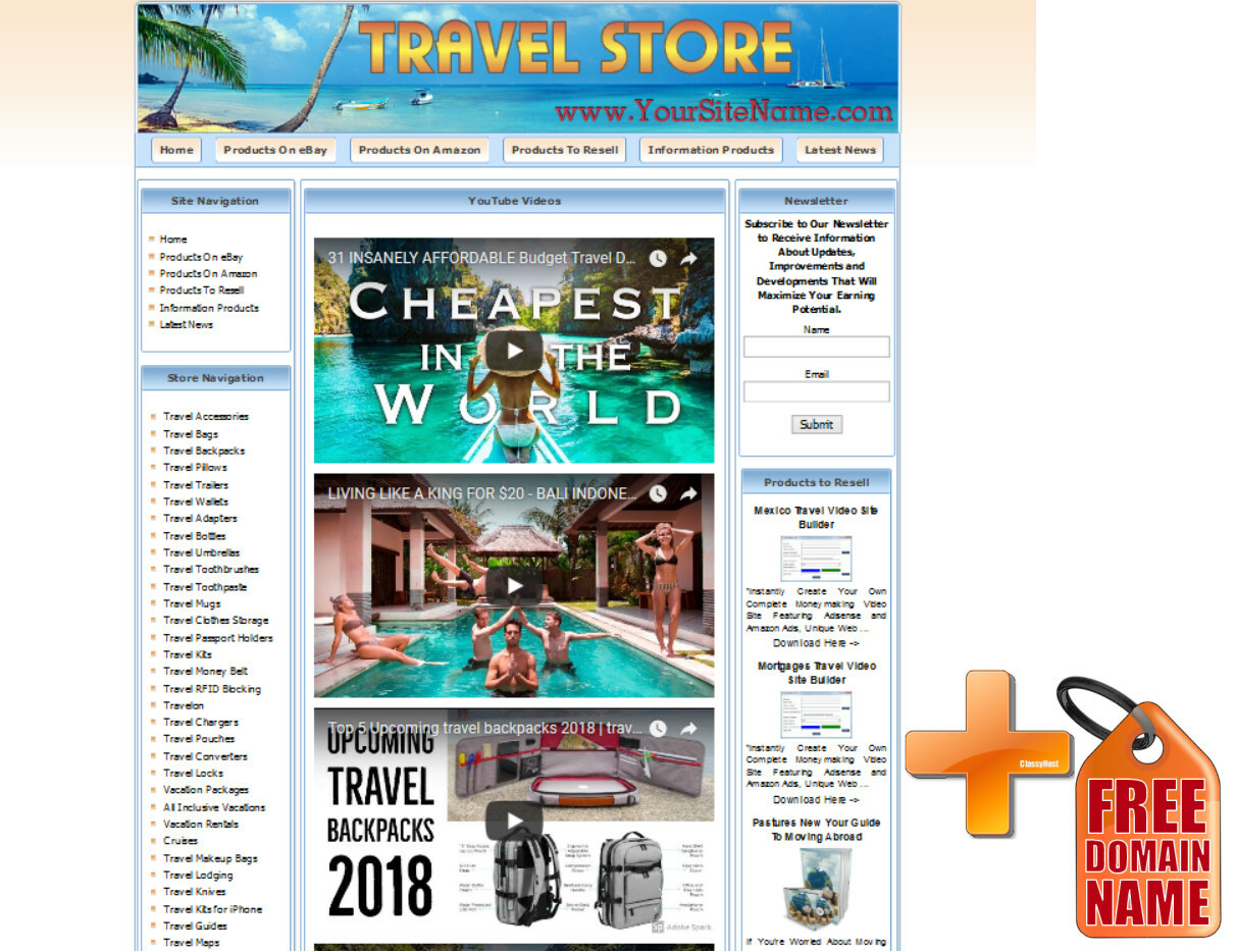 Travel Niche Store Website – Use With,Google Adsense, Amazon Store