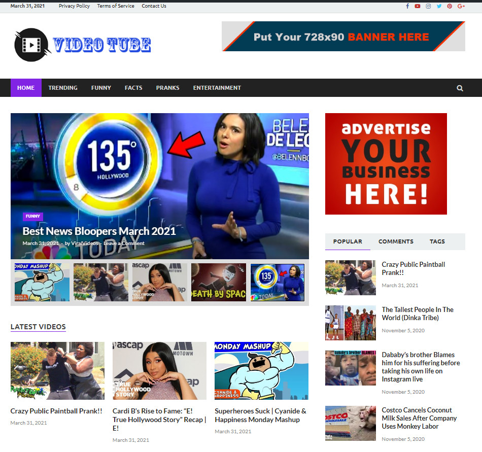 100 % Automated self updating video website Free Hosting / Setup