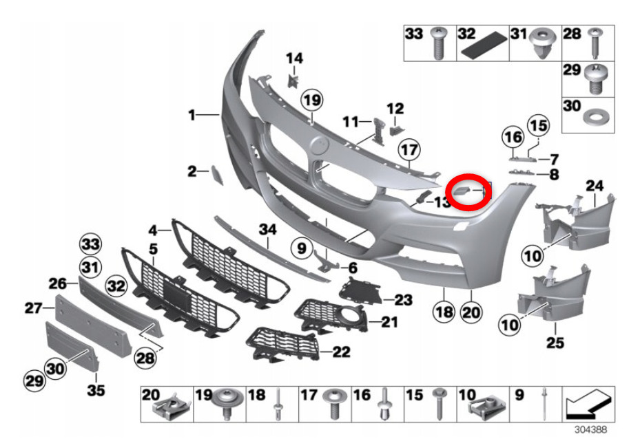 FIT TO BMW F30 M BUNDLE FRONT WASHER HEADLIGHT NOZZLE COVER BUMPER L+R