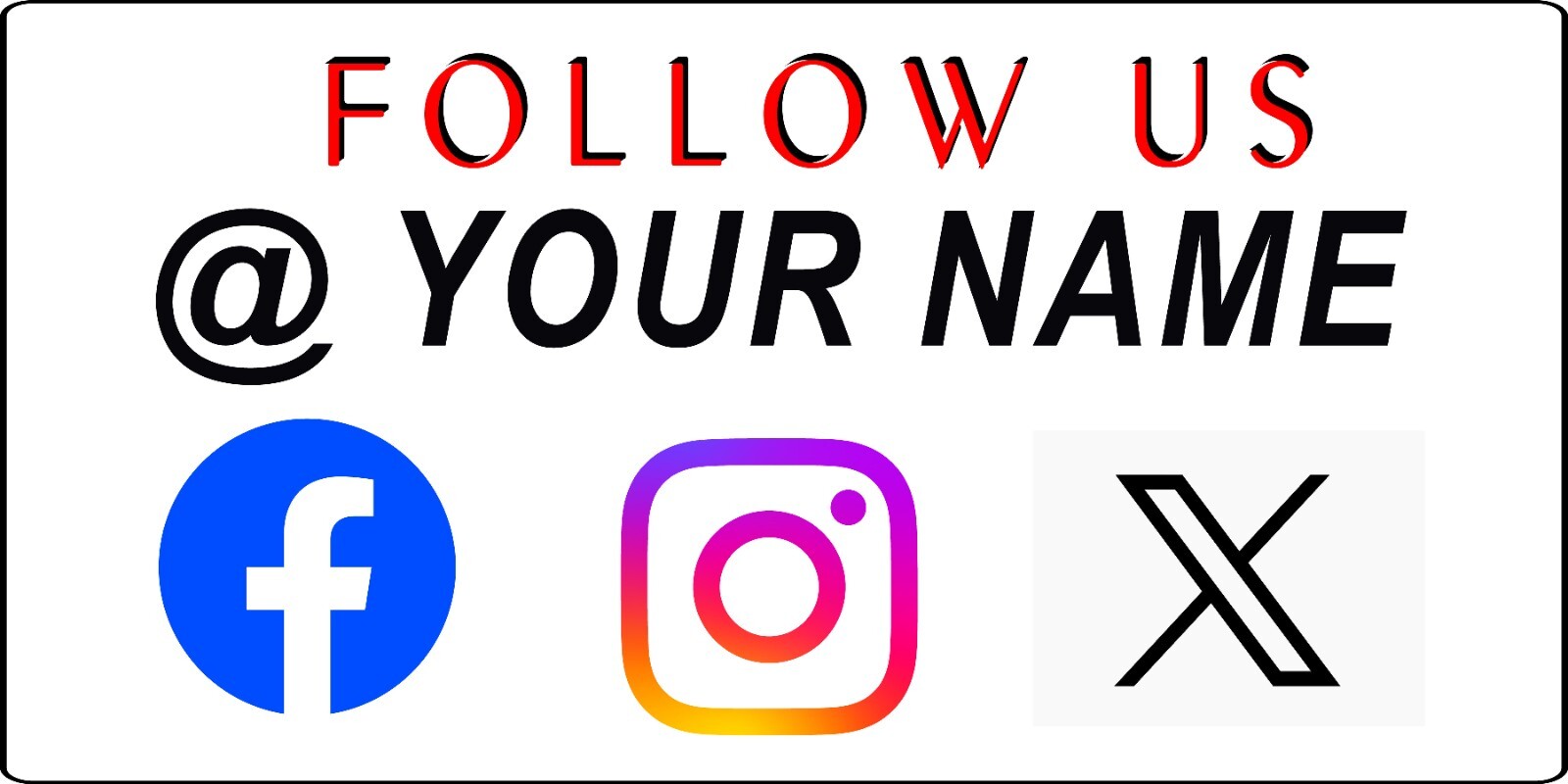 Car and Truck Door Magnets Signs Social Media @Your Company 12″ High x 24″ Wide