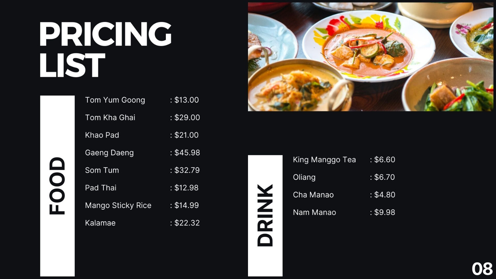 Website Landing Pages- Black Modern Thai Food Presentation- Restaurant Authentic