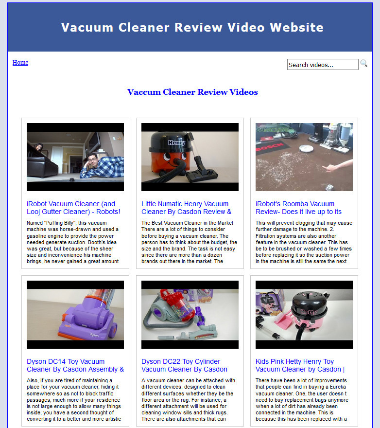 Vacuum Cleaner Video Website Builder Software For Sale CREATE UNLIMITED WEBSITES