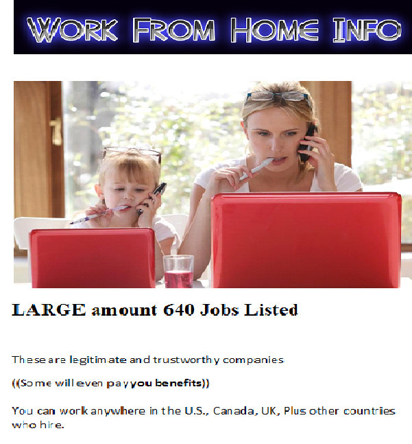Work From Home, Work At Jobs  Work From Home Job How To Make Money, 640 Jobs WOW